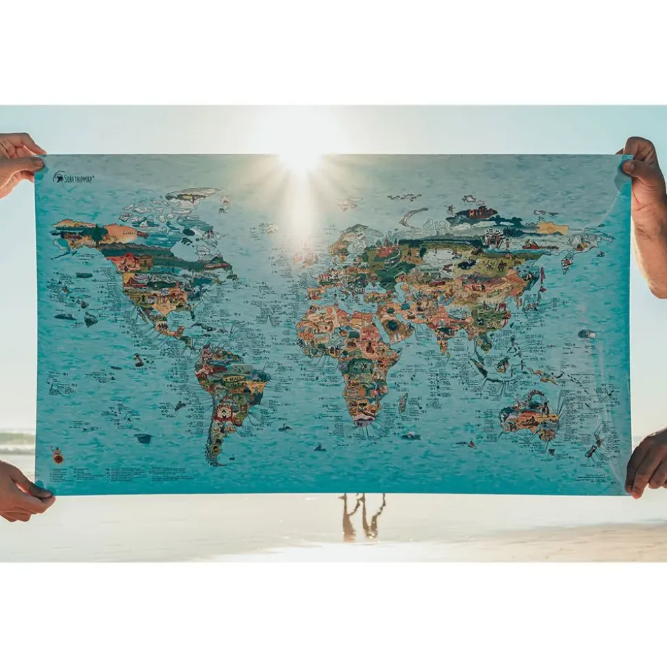Awesome Maps Mapa Surftrip Best Surf Beaches Of The World Original Colored Edition