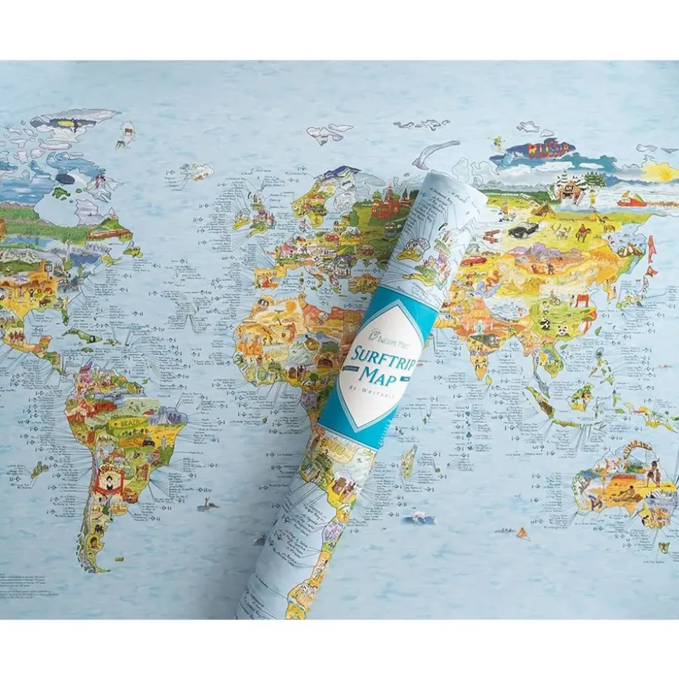 Awesome Maps Mapa Surftrip Best Surf Beaches Of The World Original Colored Edition