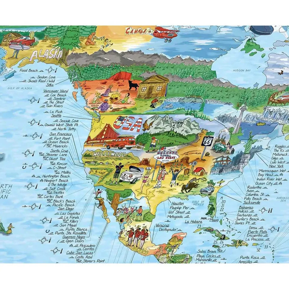 Awesome Maps Mapa Surftrip Best Surf Beaches Of The World Original Colored Edition