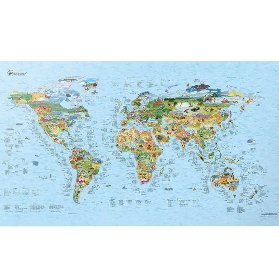 Awesome Maps Mapa Surftrip Best Surf Beaches Of The World Original Colored Edition