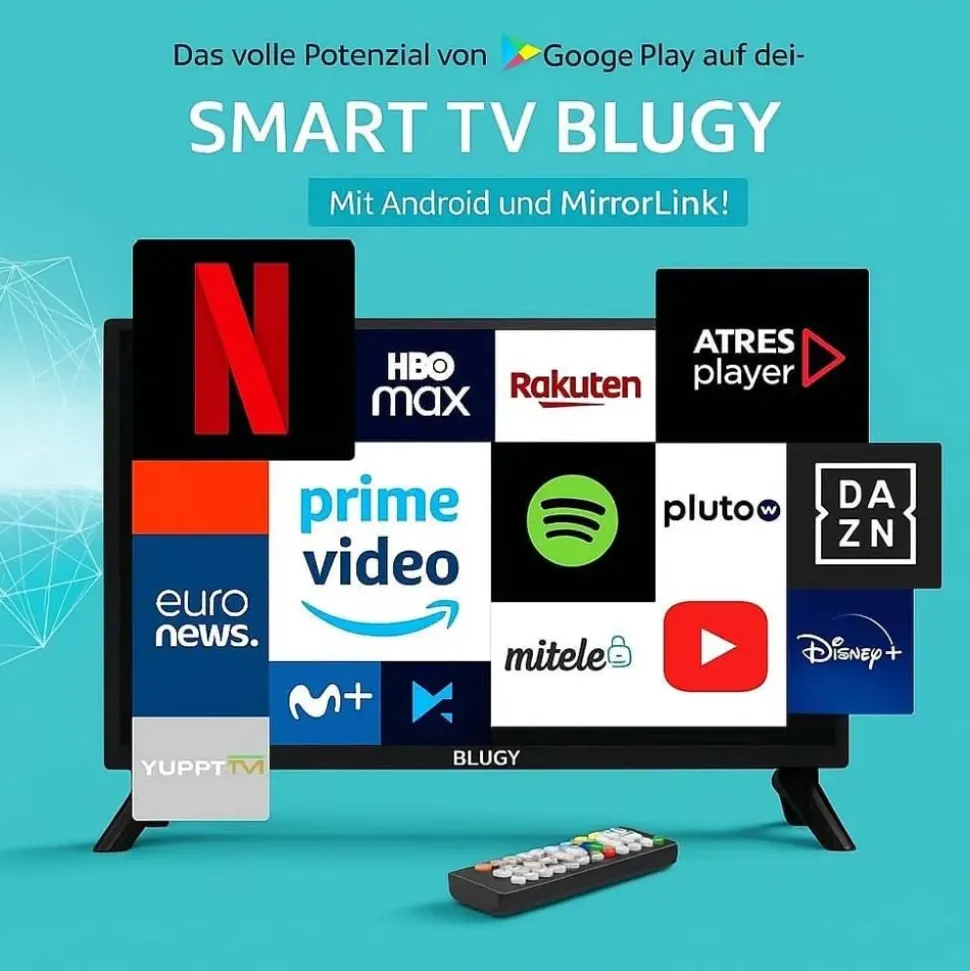 Blugy Televisor LED HD Smart 19`` 1366x768 píxeles 12V