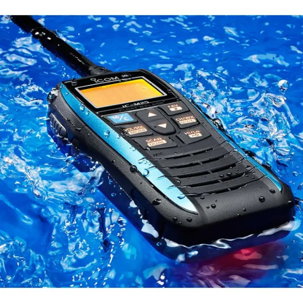 Icom Estación de radio VHF marina portátil IPX7 IC-M25 Euro Blue 5W