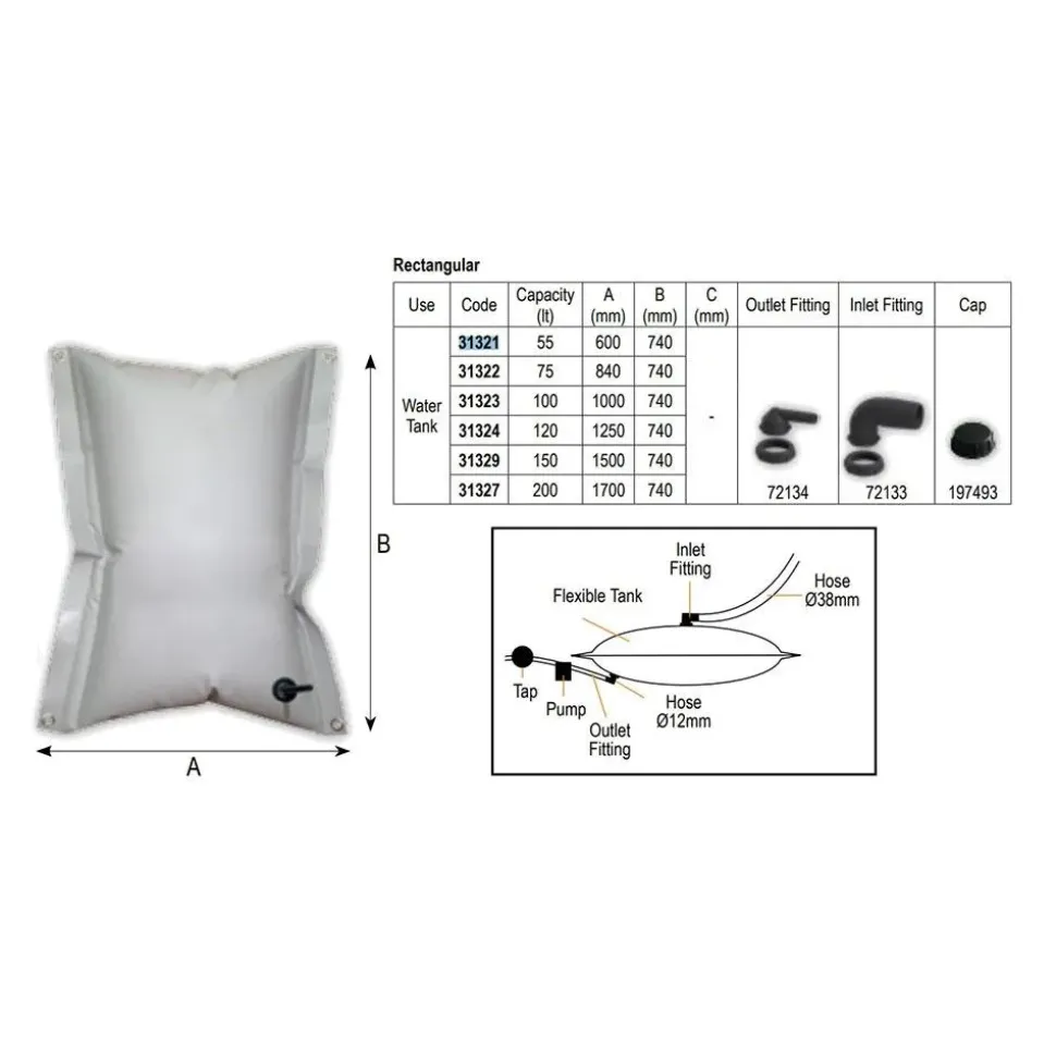 Nuova Rade Tanque de agua rectangular flexible