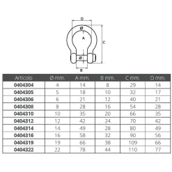 Oem Marine Grillete de arco Acero inoxidable