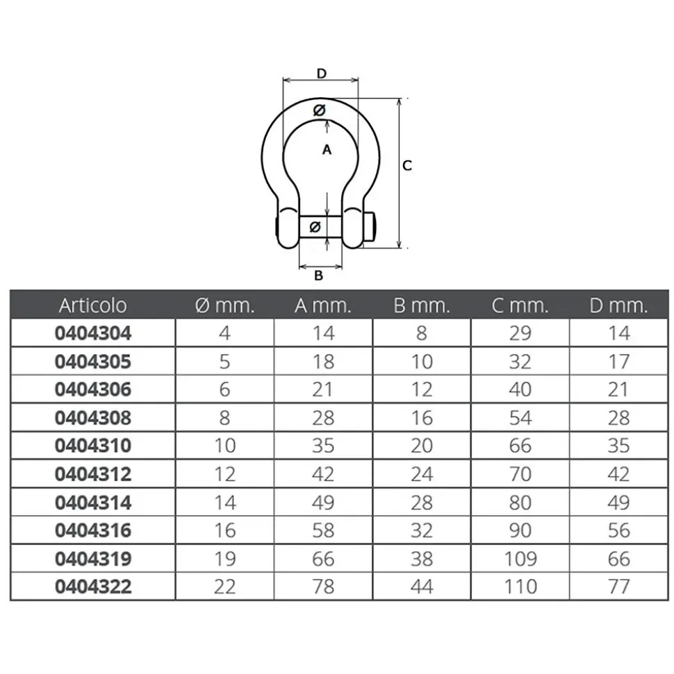 Oem Marine Grillete de arco Acero inoxidable