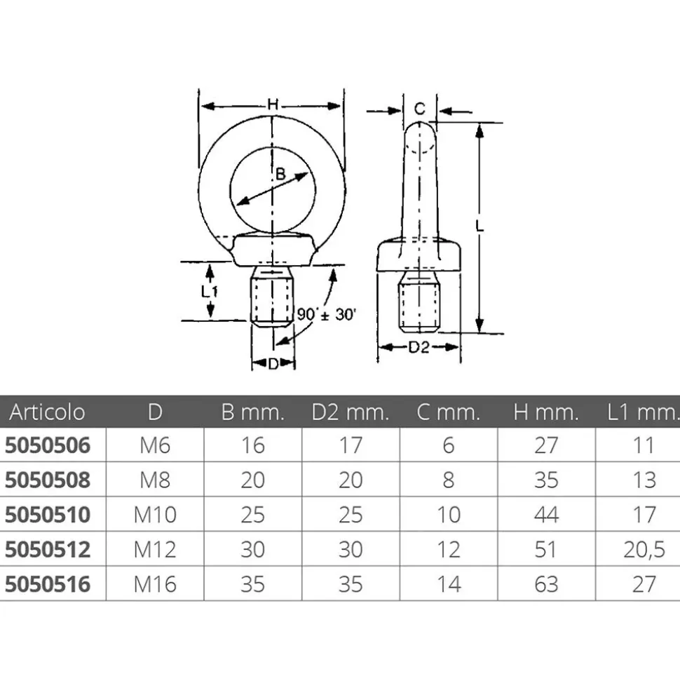 Oem Marine Perno de anillo macho M6 Acero inoxidable