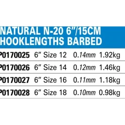 Preston Innovations Bajos línea Natural N-20 Barbed 15 cm