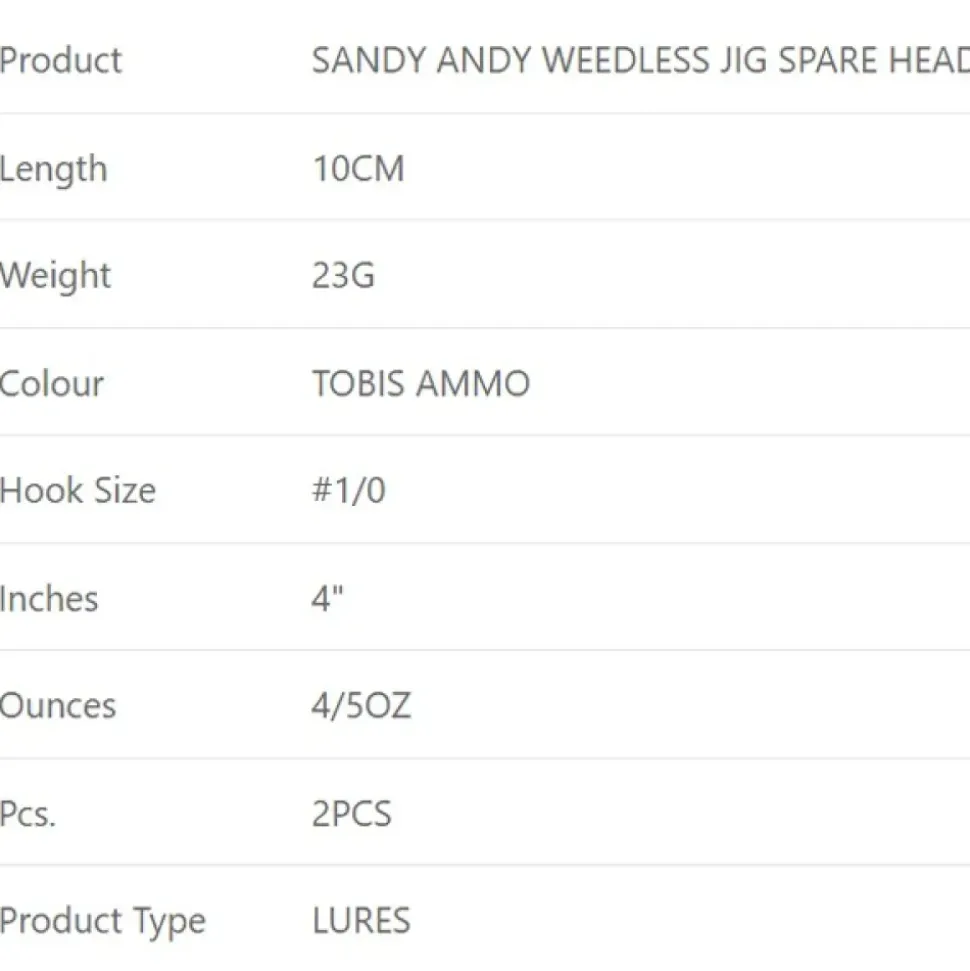 Westin Cabeza plomada Sandy Andy Weedless Jig Body 2 unidades