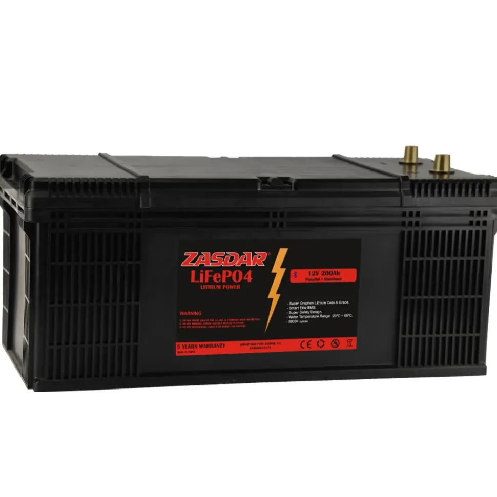 Zasdar Cargador de batería de litio Lifepo4 con Bluetooth 200Ah 12V